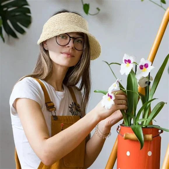 Women's Wide Brim Sun Hats Roll-up Foldable Straw Golf Visor Hat - Picture 3 of 6